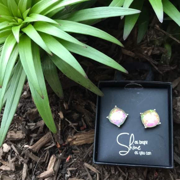 Pierced Earrings in a gift box - look like opals - Picture 4 of 8